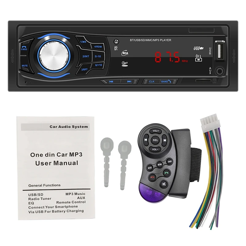 

Автомобильный радиоприемник, стереопроигрыватель, цифровой Bluetooth автомобильный MP3 мультимедийный плеер, FM-радио, USB/SD, с входом AUX 12 В