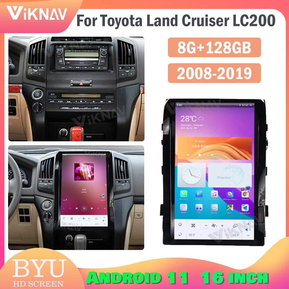 

8G + 128G Android 11 автомобильный DVD-плеер для Toyota Land Cruiser 200 LC200 2008 - 2020 1920*1080 Carplay Автомобильный GPS стерео радио