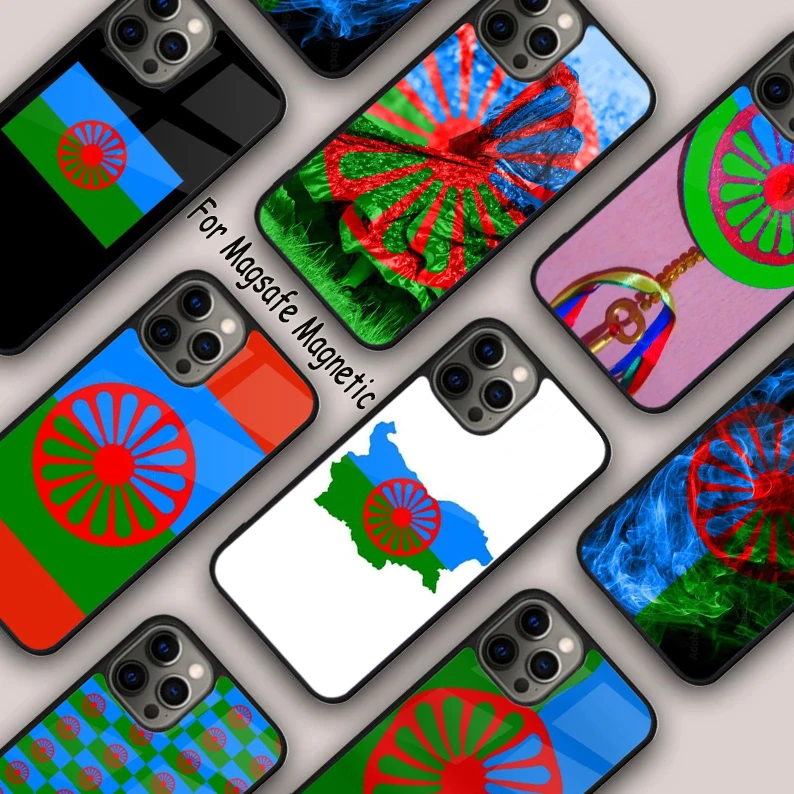 Цыганский Romani флаг рома Магнитный чехол для телефона APPLE iPhone 16 14 13 12 11 Pro Max 15 Plus