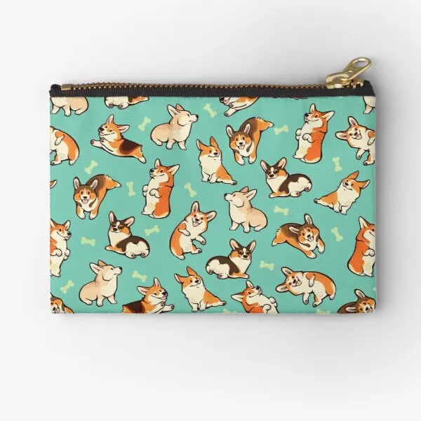 

Jolly Corgis в зеленых карманах на молнии, сумка для трусиков, карман для монет, для хранения носков, для женщин, маленькая косметика, Мужская упак...