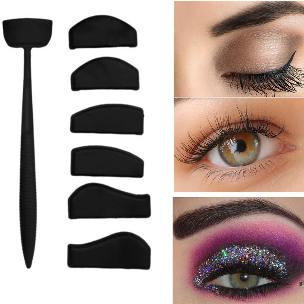 

6 In 1 Silicone Crease Line Kit Eyebrow Makeup Templates Eyeshadow Stencil Eyeliner Cut Crease Kit Make Up Woman Eyes Applicator
