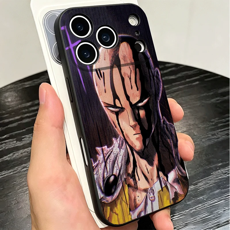 Фото Чехол для телефона One P-Punch-Mans Saitama King Soft для iPhone 11 13 14 15 16 Pro Max 17 Air 16E 12 Mini 7, черный, задняя крышка №4
