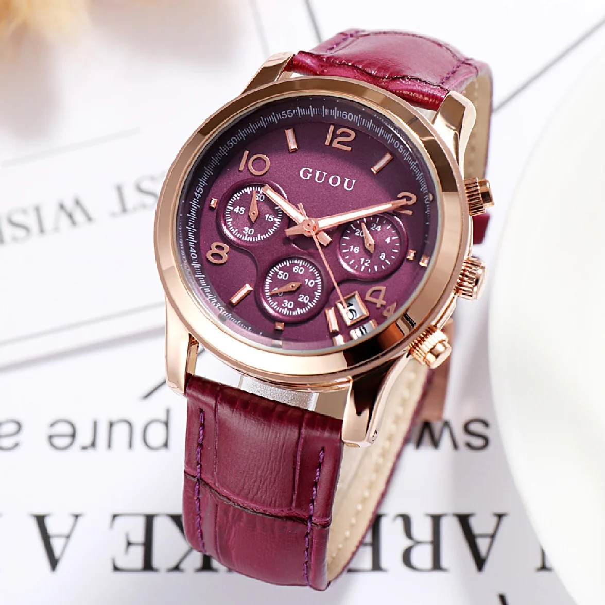 

GUOU Watch Women Watches Waterproof Genuine Leather Ladies Watch Luxury Auto Date Watch Lady Hour relogio feminino reloj mujer