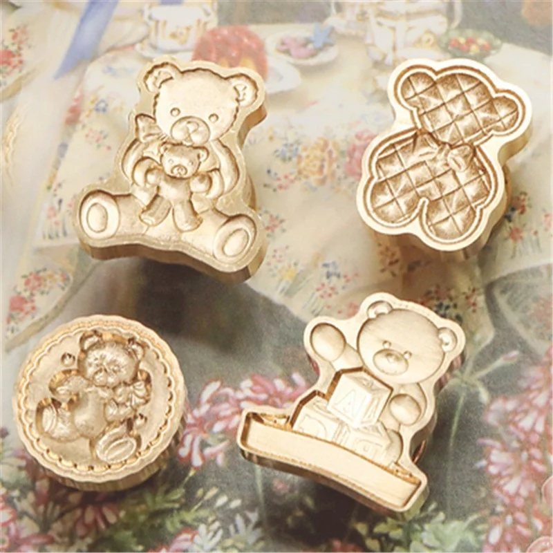 

3D Cute Bear Lily of The Valley Stamp Wax Seal DIY Bears Stamps Seals Wedding Envelopes Hobby Card Making Postage Craft Decor