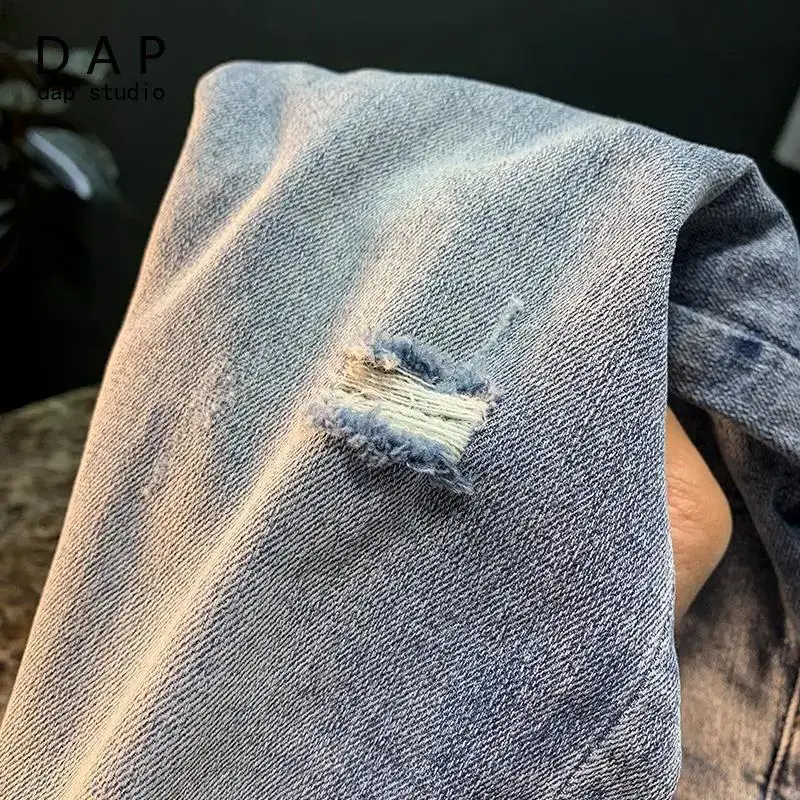 Spring and Summer New Mens Jeans High End Trendy Brand Printed Micro Harlan Feet Pants Korean Version Trendy Crop Pants for Men