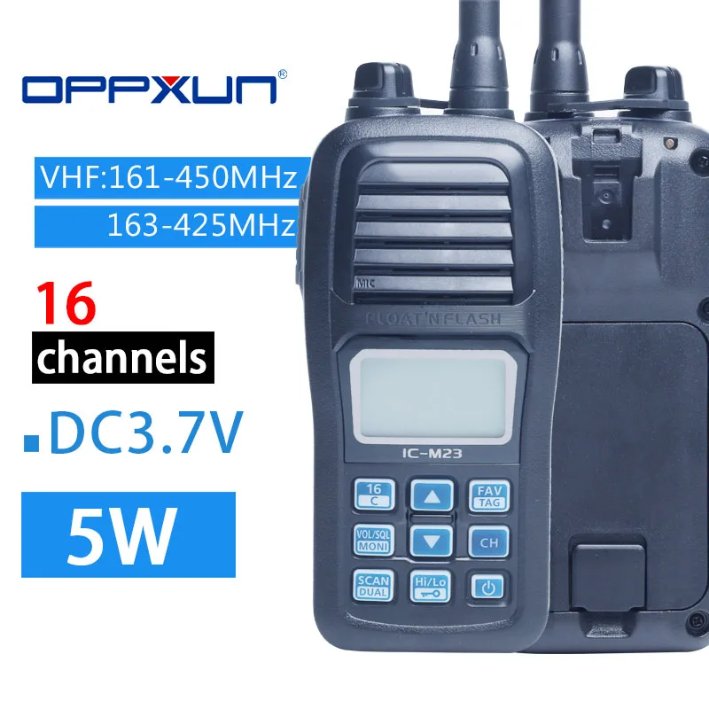 

OPPXUN Ecomu IC-M23 Shipboard Portable LED Diaplay Two Way Cb Maritime VHF Walkie Talkie Scanner IPX7 Waterproof Floating Marine