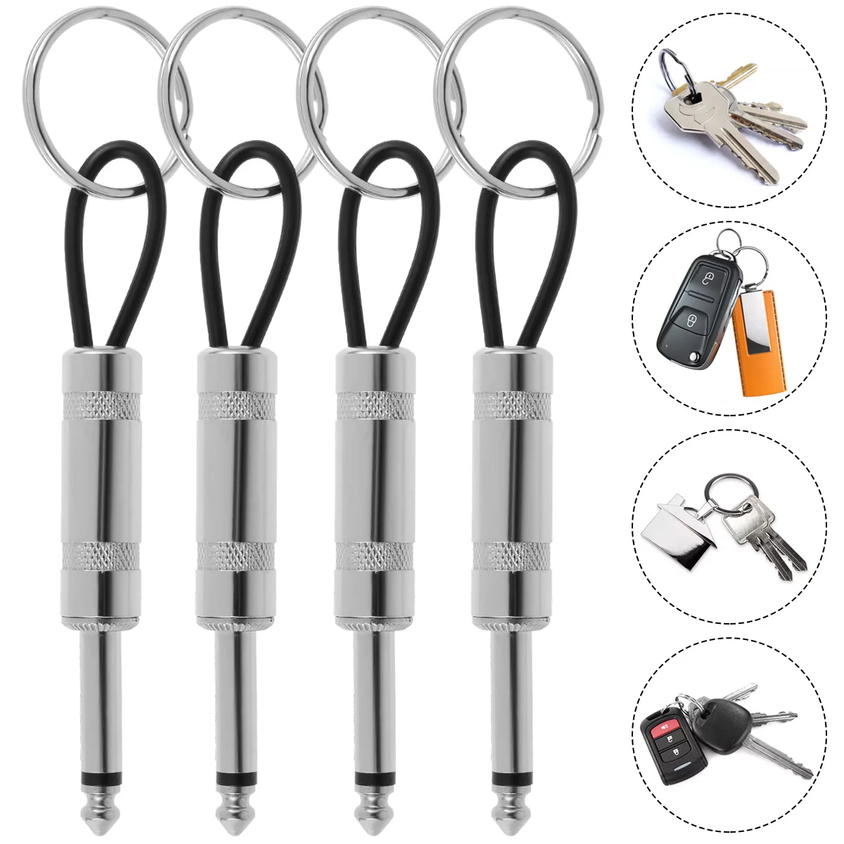 

4pcs Guitar Plug Keychain Rack Key Holder Cool Guitar Wall Keychains Vintage Amplifier Home Decoration Gift