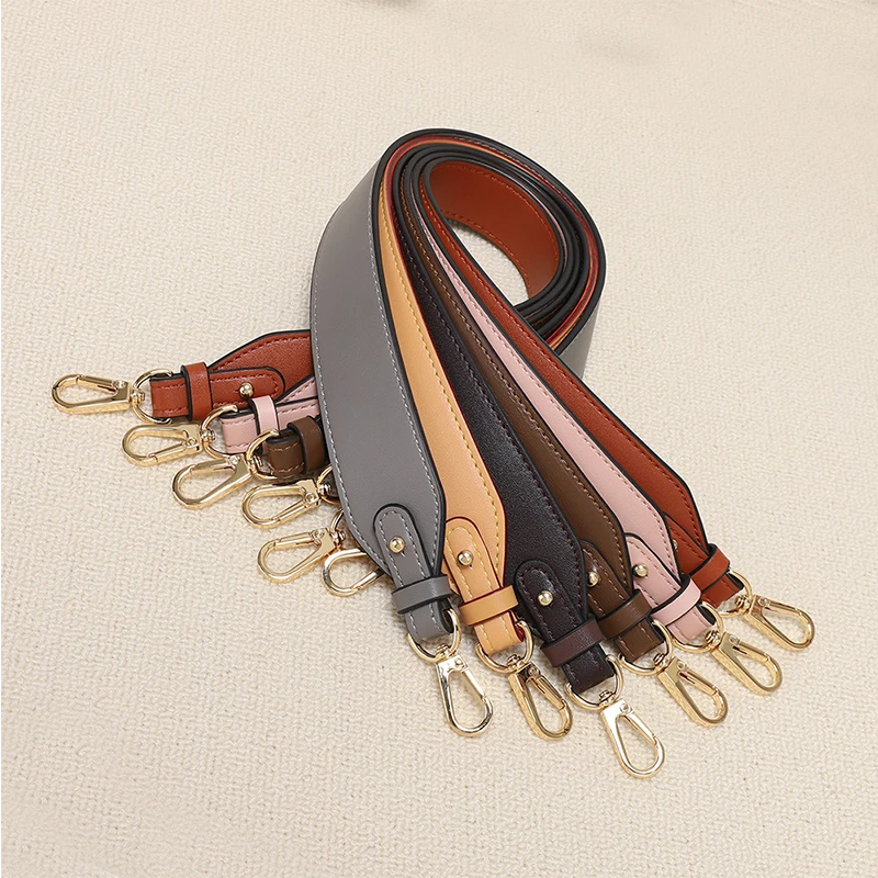 

PU Leather Bag Strap Handbags Handles For Handbag Short Bag Strap Purse Strap Golden Buckle Replacement Bag Belt Band