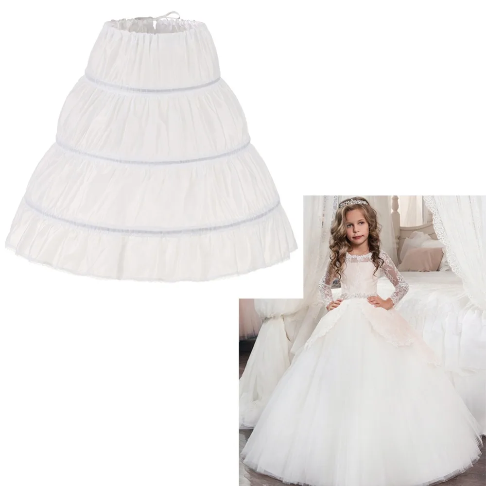 Children Kid Girl Dress Petticoat Crinoline Underskirt Wedding Accessories For Flower   fluffy petticoat skirt 3 Hoops