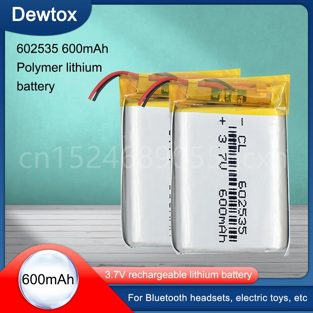 Литий-полимерная аккумуляторная батарея 3,7 в 600 мАч 602535, литий-полимерная литий-ионная аккумуляторная батарея, литий-полимерные элементы для автомобильного видеорегистратора, тахографа, Bluetooth-динамика