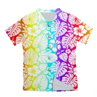 summer hawaiian shirts colorful leaves printing short sleeve 3d button shirt beach holiday party custon design shirt streetwear