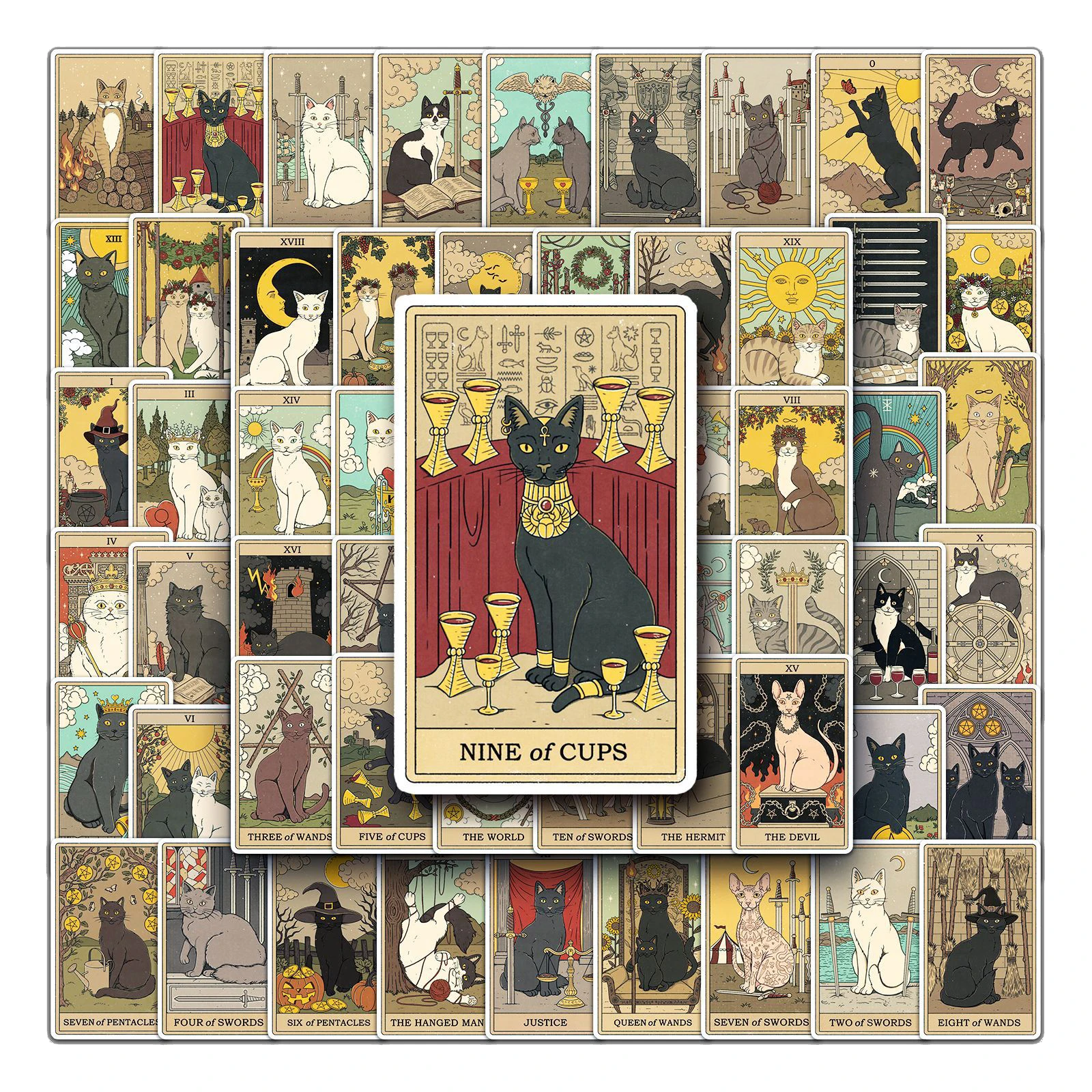 

10/62 шт., Мультяшные наклейки-Таро