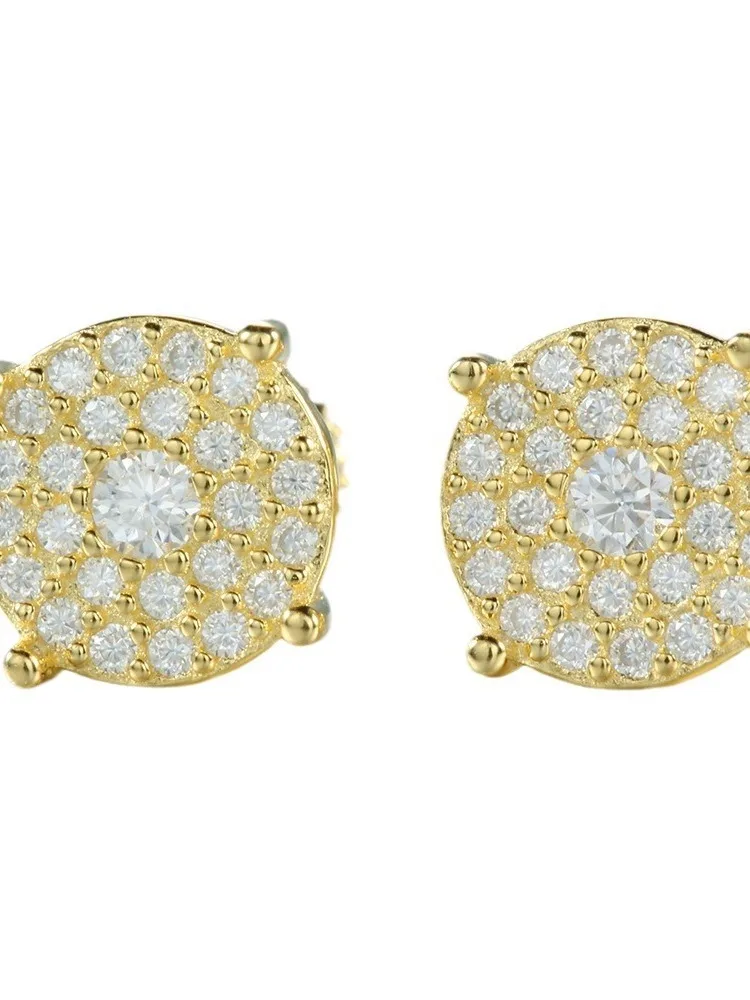 Серьги-гвоздики Iced Out в стиле хип-хоп с завинчивающейся спинкой стерлинговое