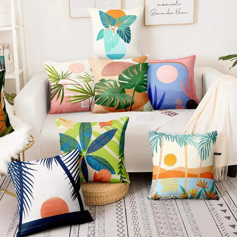 

Tropical Abstract Ocean View Print Pillowcase Bali Sunset Cushion Decorative Pillows Home Decor Sofa Throw Pillows 18*18inch