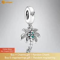 volayer 925 sterling silver beads palm tree coconuts dangle charm fit original pandora bracelets women jewelry making