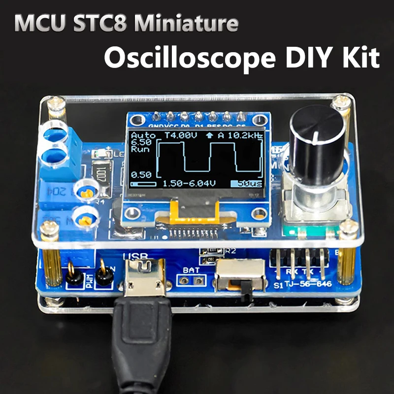 Фото Электронный DIY мини-осциллограф-конструктор STC8K8A: набор для пайки и отработки навыков с микроконтроллером и отдельными компонентами №1