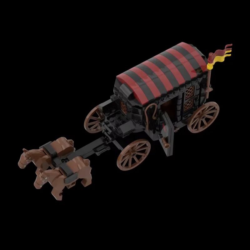 MOC-127645 Креативные строительные блоки средневековая модель карета рыцаря льва