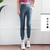 solid color yoga pants jogging gym leggings sport fitness tights womens workout train run with pocket plus size loose bind feet