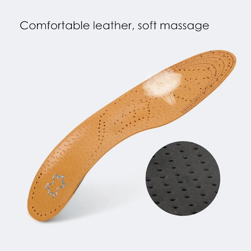 Leather Arch Insoles Flat Foot Arch Support Orthopedic Insoles Shoes Foot Varus Valgus  X-O Leg Corrector Shock-absorbing Insole