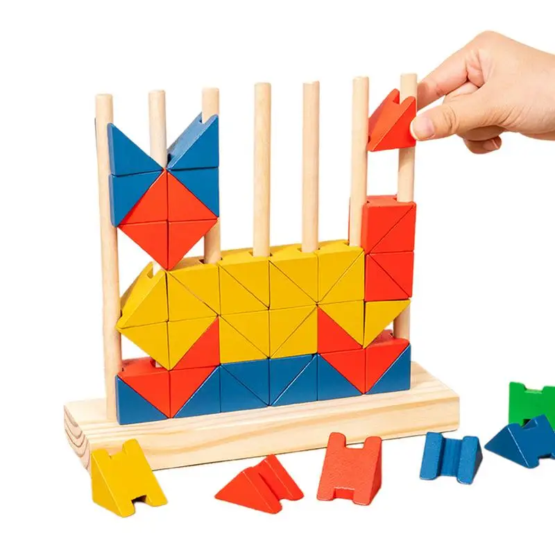 

Rainbow Triangle Building Blocks Columns 3D Rainbow Triangle Building Blocks Montessori Early Learning Sorting Stacking Bricks