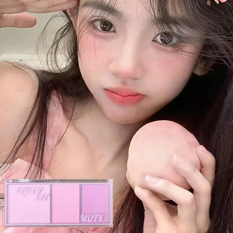 

3 Color Powder Blusher Expanded Color Pink Orange Purple Cheek Rouge Pigment Blush Repair Plate Natural Cream Korean Makeup