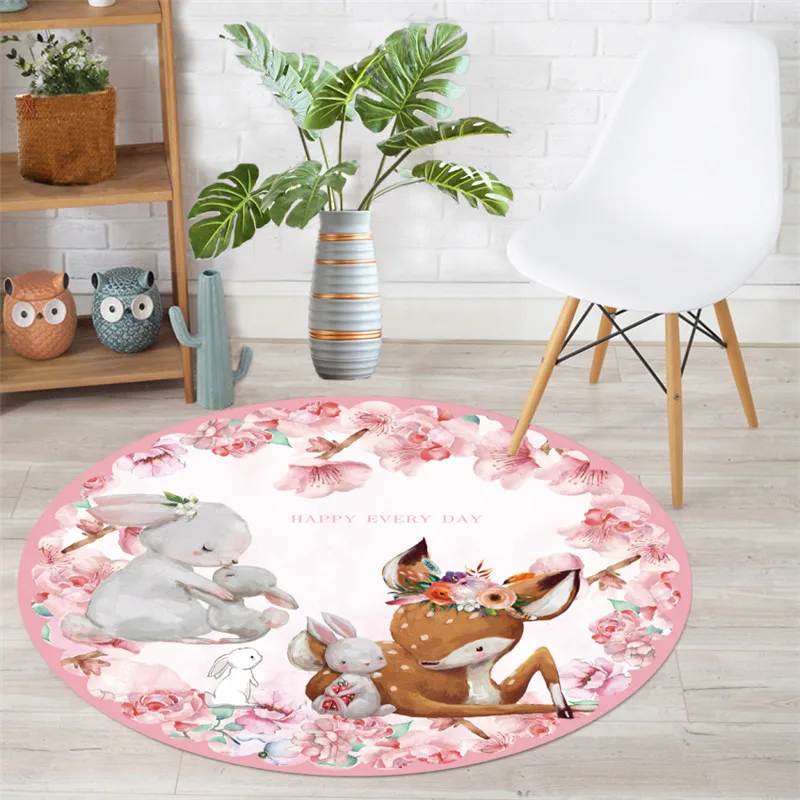 

Children's Play Tent Floor Mat Cloakroom Rug Cartoon Rabbit Living Room Rug Non-slip Floor Yoga Mat Crawl Area Rug