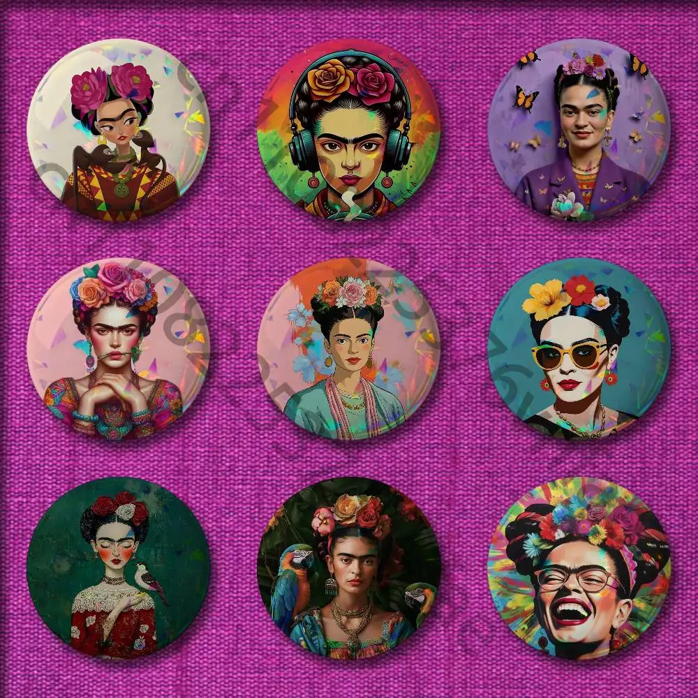 Фото Модные значки F-FridaS-S K-Kahlo, значок 32 мм, 25 мм, 44 мм, 75 мм, 58 мм, круглая брошь на булавке, сувенир, подарочные украшения для косплея №1
