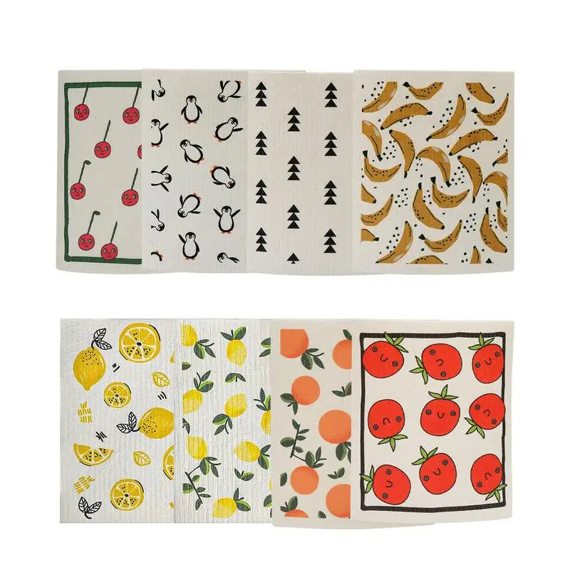 

8 шт., многоразовые шведские салфетки для мытья посуды