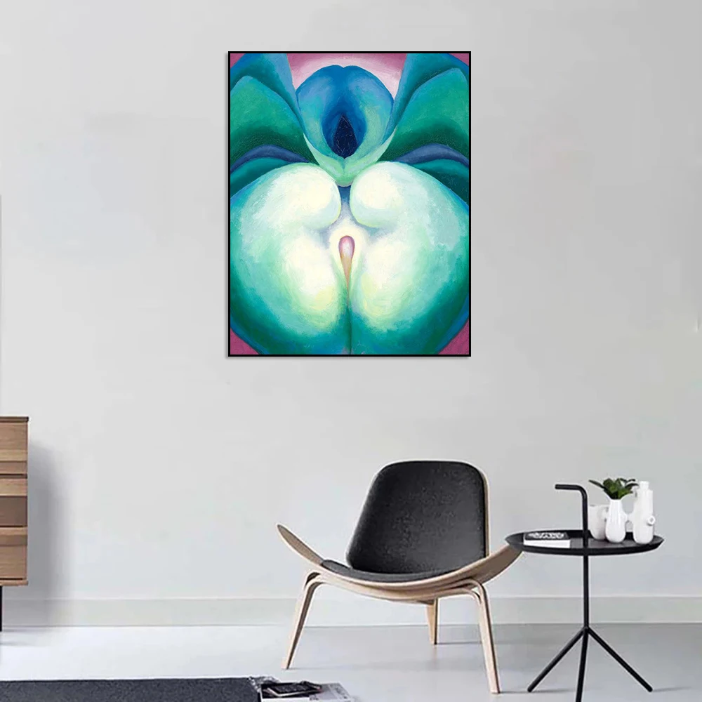 Джорджия о'keeffe абстрактный художественный постер Белая и синяя форма цветов на