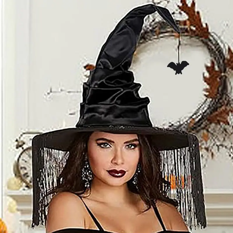 Wizard kapelusz z szerokim rondem szpiczasty czarodziej na Halloween Masquerade przebranie karnawał akcesoria dla kobiet