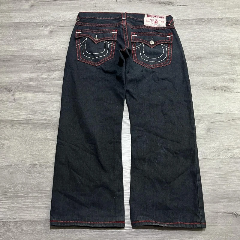 Джинсы мужские мешковатые однотонные с завышенной талией Модные Винтажные брюки