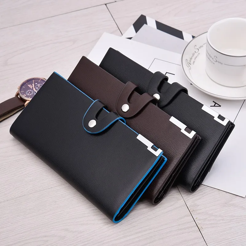 

Multi-card Long Leather Men's Wallet Luxury Buckle Purse For Man Card Holder Money Clip Wallet Men Coin Bag