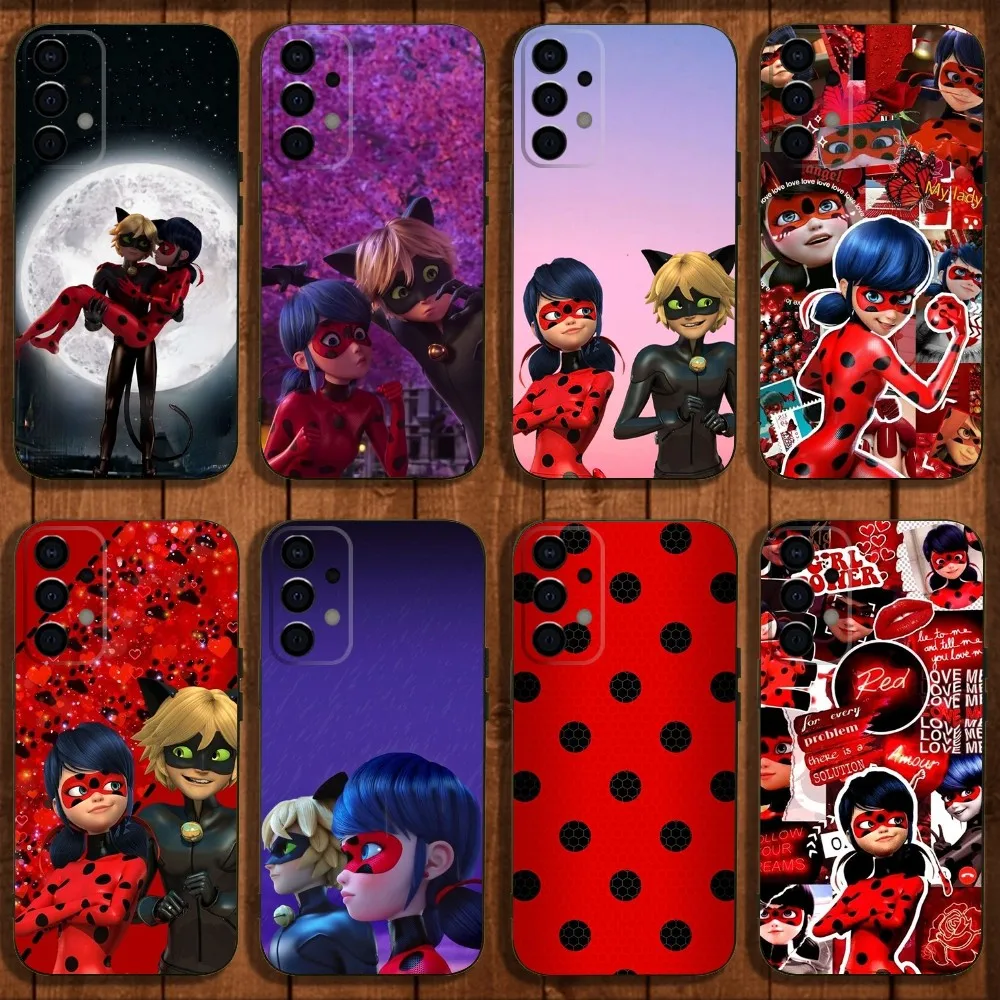 Cat Noir Couple Phone Case For Samsung Galaxy A13 A21s A22 A31 A32 A52 A53 A71 A80 A91 L-Ladybug Soft Black Cover