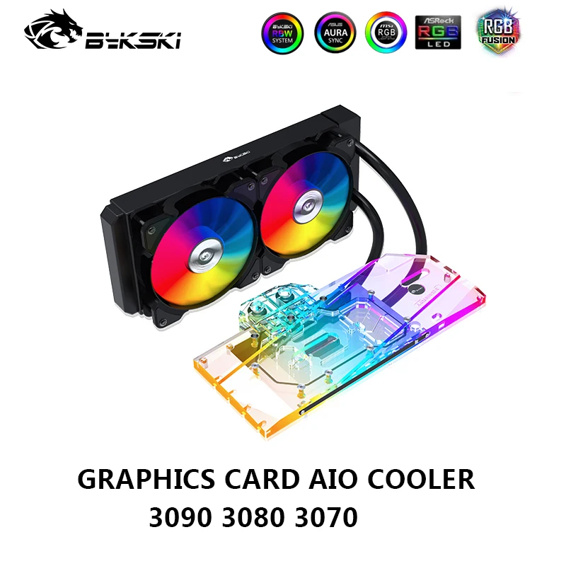 

Bykski Graphics Card AIO Cooler for RTX 3090 3080 3070 Series All In One GPU Water Cooling Kit 5V 3pin ARGB AURA SYNC