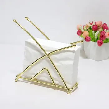 1pc Tabletop Napkin Holder Dispenser Stand Dinner Table Napkin Organizer Golden Dining Table Gold Wrought Iron Paper Towel Clip