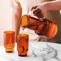 creative cold water jug colored heat resistant glass and cups set home juice pitcher with handle high capacity lemonade kettle