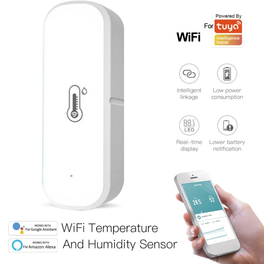 Новый Wi-Fi датчик температуры и влажности для Tuya поддержка Alexa Google Home удаленный