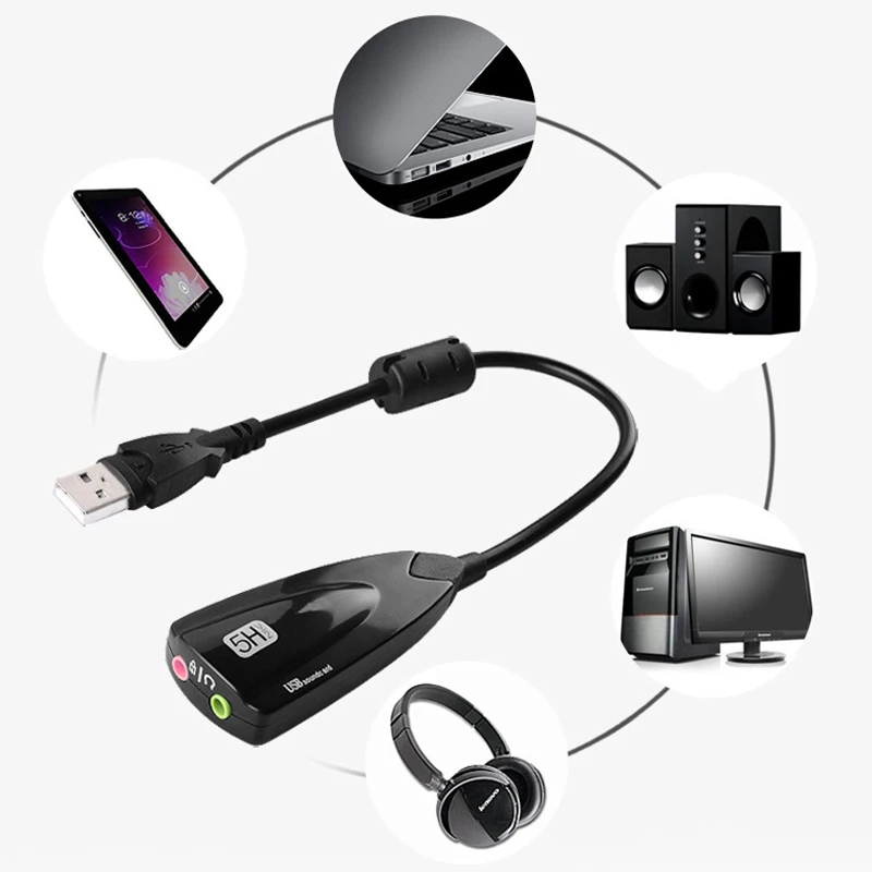 Внешняя звуковая карта USB 5HV2 с кабелем 7 1-канальный 3D CH Virtual Channel Sound Track