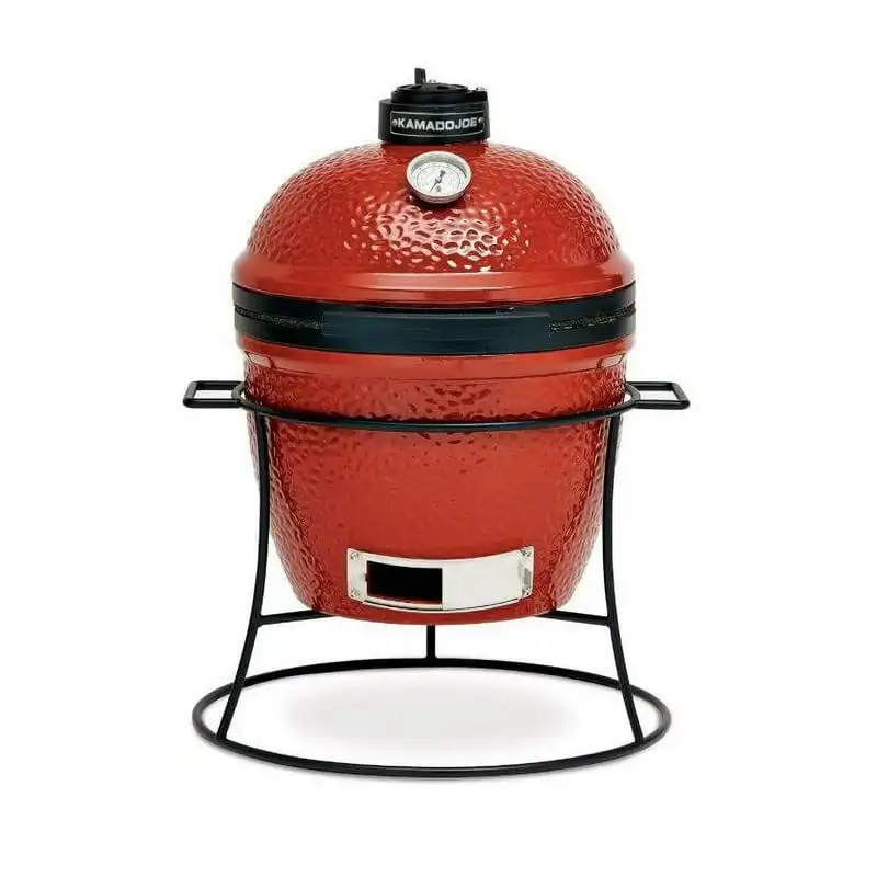 

Jr. 13.5 in. Portable Charcoal Grill in Red with Cast Iron Cart, Heat Deflectors and Ash Tool Grill cover waterproof Funda para