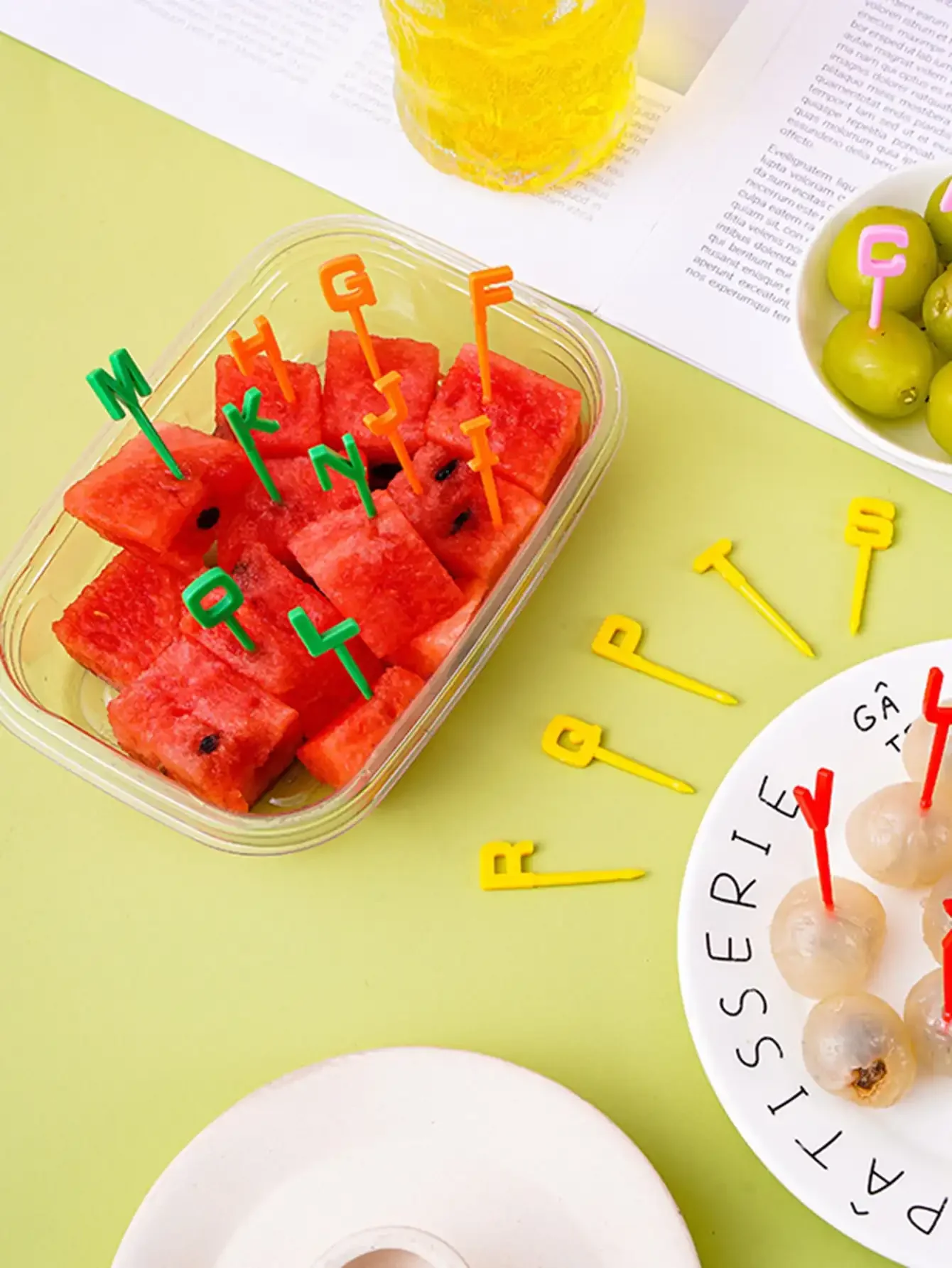 Многоразовый набор вилок для фруктов с 26 буквами детей коробка еды и зубная нить