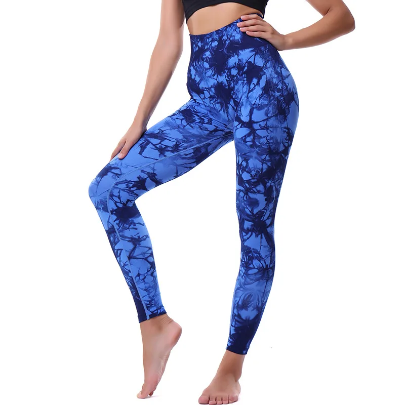 Women Leggings Tie Dye Seamless Fitness Workout Jeggings High Elastic Waist Push Up Quick Dry Casual Skinny Leggings Female