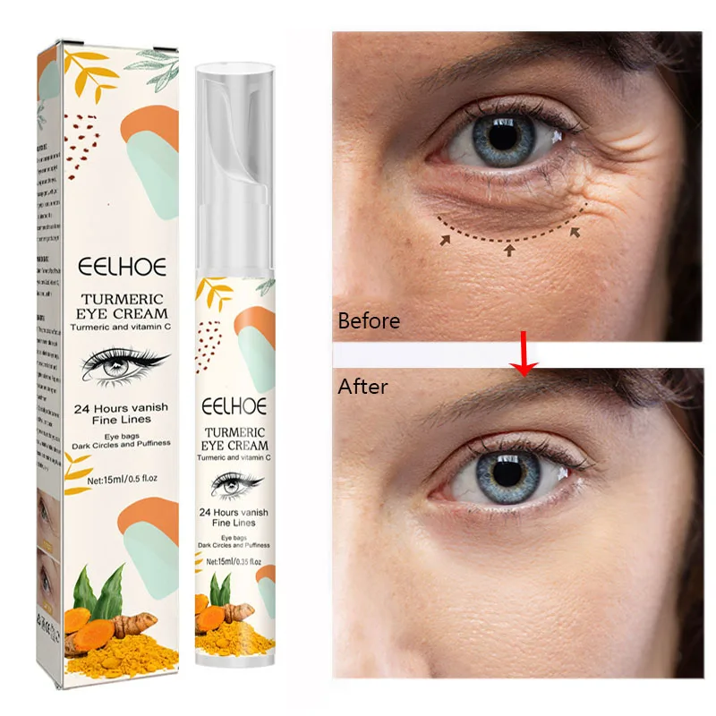 Turmeric Anti Wrinkle Eye Cream Eye bags Dark Circles Removal Anti-aging Cream Whitening Skin Tone Lifting Firming Beauty Health