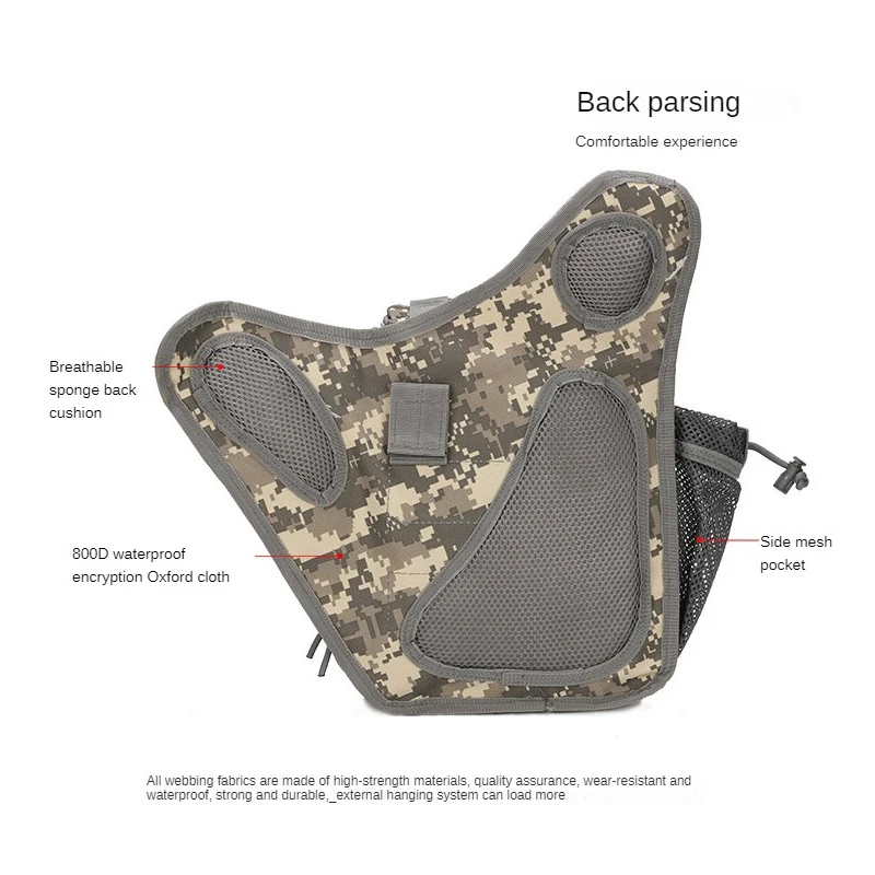 Camouflage Cycling Tactical Chest Bag Mens Fanny Pack Crossbody Running Bum Bag Camping Hiking Running Bum Pouch Waist Bag