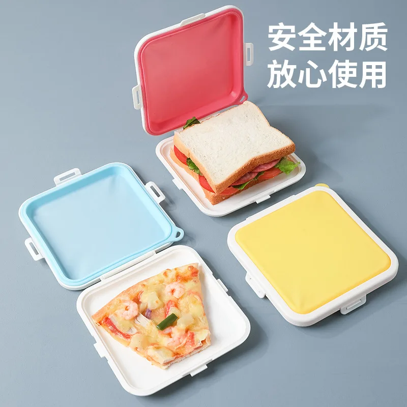 

Portable Sandwich Toast Bento Box Reusable Silicone Sandwich Box Eco-Friendly Lunch Food Container Microwavable Dinnerware