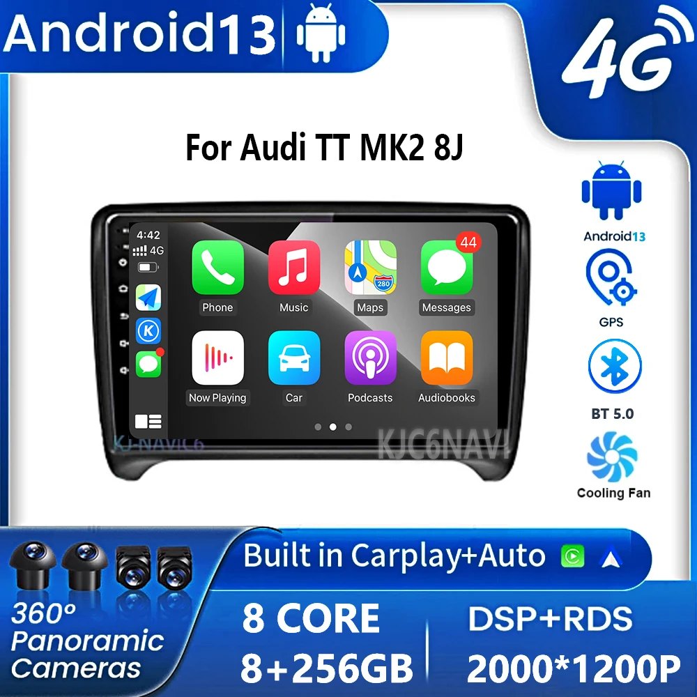 

Android 13 Radio GPS For Audi TT MK2 8J 2006 2007 - 2012 Car Stereo Multimedia RDS DSP 4G WIFI Autoradio Carplay No 2 Din DVD