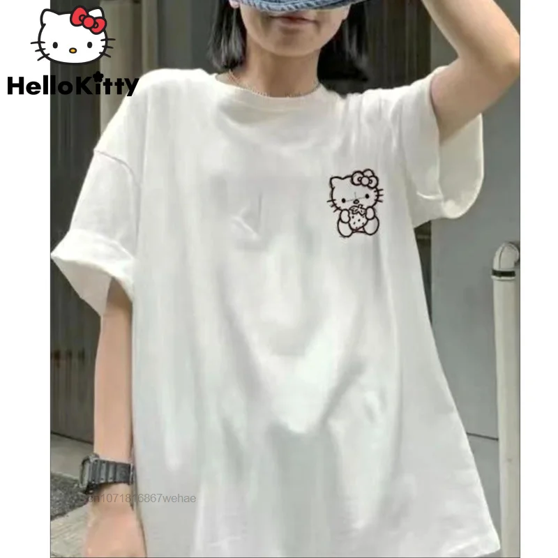 

Футболка женская хлопковая свободного покроя, с рисунком Hello Kitty