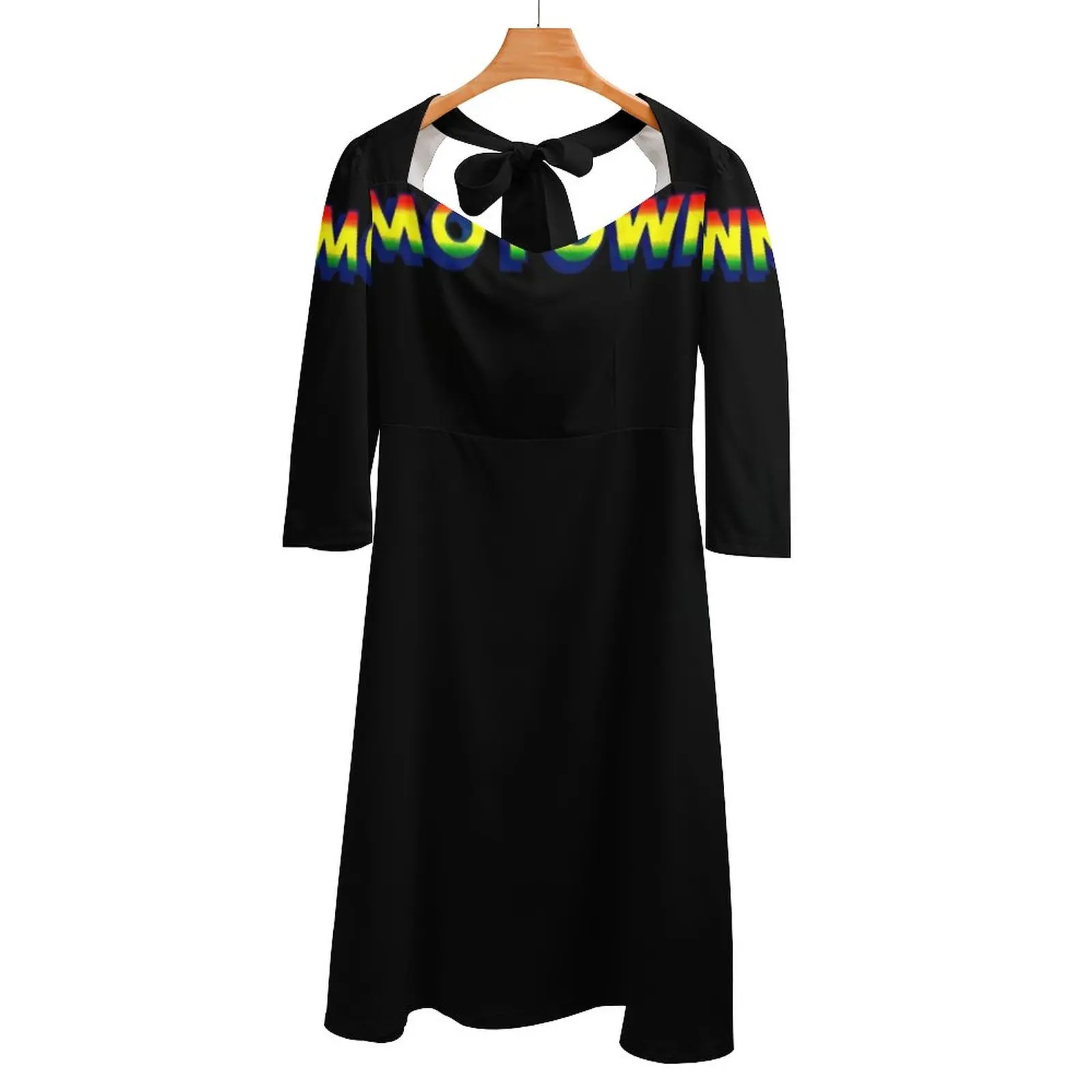 Motown Back Lacing Backless Dress Women Kawaii Square Collar Dress 6Xl Motown Vintage Vinyl Record Jackson Music The 50S The