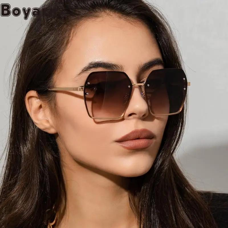 

Мужские и женские очки в стиле стимпанк Boyarn, большие квадратные солнцезащитные очки с градиентными линзами, очки с рисовой оправой