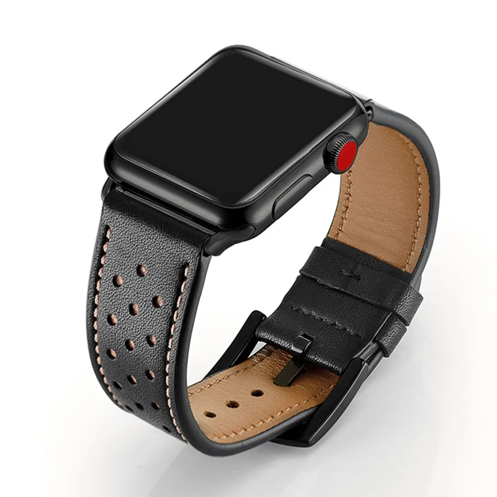 Ремешок кожаный для apple watch браслет iwatch series 5 6 se 7 8 ultra 44 мм 40 45 41 49 38 42