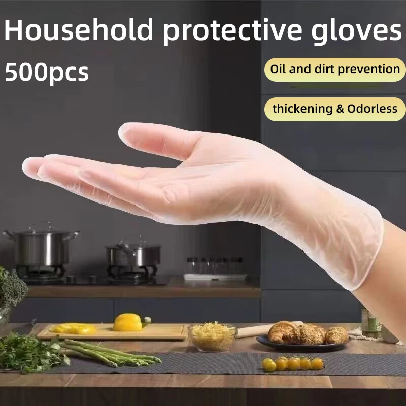 

Kitchen Disposable Gloves 500Pcs Eco-Friendly Gloves Thickened Food Grade TPE Material Kitchen Cleaning